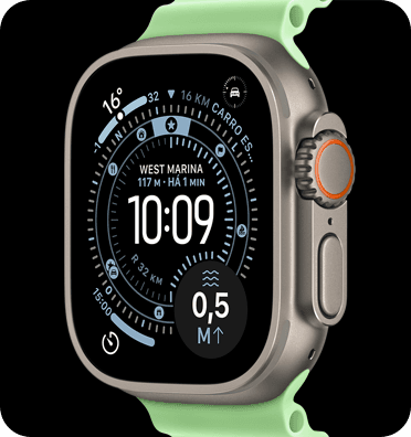 Apple Watch Ultra com pulseira verde