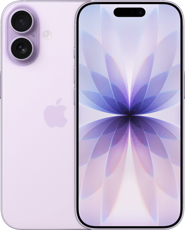 iPhone 17 lavanda em vista frontal e traseira
